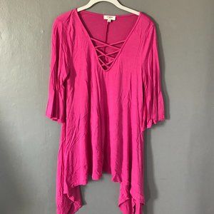 Criss-cross Front Pink Tunic